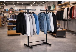 Подвійна підлогова стійка для одягу чорна матова 1330×670×400 мм